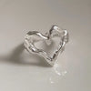 Silver Rings for Women Men Couple Minimalist Handmade Simple Heart Ring Party Jewelry Gift Prevent Allergy - Image 1