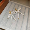 White Bowknot Imitation Pearls Tassel Dangle Earrings Women Temperament Versatile Earring Elegant Jewelry K - Image 14