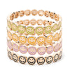 Happy Bangle Paved Diamond Enamel Beaded Bracelets For Women Boho Gold Color Elastic Bracelets - Image 61