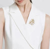 Pearl Maple Leaf Rhinestone Brooches For Women Elegant Metal Fixed Clothing Pins Daily Jewelry Accessories - Image 3