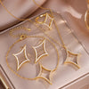 4Pcs/1Pcs Creative Four Pointed Star Shiny Zircon Earring Necklace Bracelet for Women Hollow Geometric Party Jewelry - Image 1