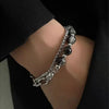 Black Double-Layer Bead Bracelet with Stainless Steel Chain and 15 to 20 cm Length - Image 7