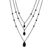 Gothic Multi Layered Black Droplet Crystal Pendant Necklace Set for Women Vintage Black Metal Link Chain Choker Neck - Image 6
