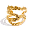 Stainless Steel Layered Hollow Large Wide Statement Bracelet Bangle Set Stainless Steel Pvd Plated Jewelry - Image 7