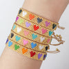 Adjustable Multicolor Heart Bead Bracelet with Woven Pattern - Image 4