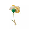 Ajojewel Korean Retro Golden Ginkgo Leaf Brooches For Women Rhinestone Plant Jewelry With Green Stone - Image 2