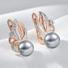 Zircon Flower Gray Pearl Drop Earrings for Women Rose Gold Silver Color Mix Boho Ethnic Wedding Jewelry - Image 3