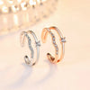 Silver Elegant Double Layers Rhinestone Open Adjustable Rings Women Jewelry Rose Gold Zircon Resizable Ring - Image 3