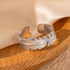 316L Stainless Steel Leaf Stripe Weave Chain Open Ring for Women Men Special Punk Jewelry Gifts - Image 5