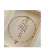 Water Drop Pendant Necklace with Beaded Chain in Gold Tone - Image 8