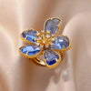 Blue Colorful Zircon Rings For Women Stainless Steel Gold Plated Flower Butterfly Ring Party Shiny Jewelry - Image 4