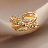 Stainless Steel Bead Twist Cross Rings For Women Gold Plated Irregular Opening Ring Wedding Aesthetic Jewelry - Image 2
