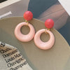 Pink Color Hollow Round Dangle Earrings for Women Irregular Circle Pendants Acrylic Bohemain Wedding Ear Jewelry - Image 3