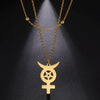 Double Female Symbol Pendant Choker Stainless Steel Double Layer Necklace for Women Jewelry Birthday Gift - Image 14