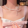Romantic Niche Pink Sweet Flower Collarbone Chain Versatile Temperament Necklace Women's Pearl Fringe Collarbone Chain - Image 13