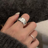 Silver Rings For Women Geometric Jewelry Finger Adjustable Retro Strip Ring For Party Birthday Gift - Image 3