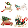 Christmas Enamel Sleigh Car Brooches for Women Unisex Rhinestone Deer Pins Banquet Party Backpack Gifts Jewelry Accessories - Image 1