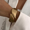 Wide Wave Cuff Bangle in Matte Gold-Tone and Silver-Tone Alloy - Image 9
