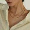 Gold Color Plating Figaro Cuban Chain T-bar Pendant Necklace Stainless Steel T-bar Pendant Necklace For Women - Image 1