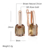 Square Brown Zircon Drop Earrings for Women Rose Gold Color Bride Wedding Jewelry - Image 2