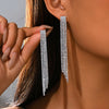 Long Tassel Drop Earrings for Women Black Gold Silver Color Rhinestone Dangle Earring Wedding Party Jewelry Gift - Image 8
