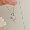 Korean Sweet Heart Shaped Necklace For Women Crystal Zircon Pendant Clavicle Chain Elegant Romantic Party Gift Jewelry - Image 5