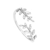 Silver Sweet Romantic Zircon Open Branch Small Leaf Adjustable Ring for Women Korean Wedding Party Jewelry - Image 5