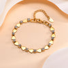 Elegant White Cubic Zircon Charm Bracelet,Women's Hollow Elliptical Handmade Chain Bracelet,Gold Color Stainless Steel Bracelets - Image 10