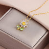 Sweet Sexy Sparkly Zircon Crystal Sunflower Necklaces For Women Cute Stainless Steel Clavicle Chain Jewelry - Image 1