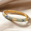 Multicolor Enamel Flower Cuff Bracelet in Gold-Tone - Image 7