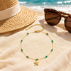 Bohemia Green Crystal Conch Tropical Fish Charms Tassel Anklet for Women Gold Plated Summer Holiday Foot Jewelry - Image 5