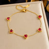 316L Stainless Steel Golden Heart Geometry Zircon Minimalist Series Bracelet Lady Wrist Chain Jewelry - Image 45