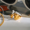 Statement Two Tone Ring Gold Color Plated Stainless Steel Double layered Smooth Ring Stackable Ring Women's J - Image 3