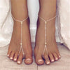 Multi-layer Bracelet Metal Chain Pearl Blue Stone Pendant Anklet Sandals Barefoot Beach Foot Bridal Jewelry - Image 14