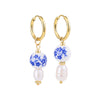 Asymmetric Blue White Flowers Heart Pearl Ceramic Beads Drop Dangle Earrings for Women Beaded Stainless Steel Huggies Earrings - Image 11