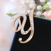 Women Rhinestone Brooch A-Z English Letter Gold Color Metal Pins Crystal Alphabet Jewelry Shirt Clothes Accessories Gift - Image 22