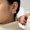 Gold Plated Eros Floating Huggies Earring Minimalist Pear Oval Marquise CZ Waterdrop Hoop Earring For Women - Image 4