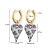 Acrylic Resin Leopard Heart Pendant Hoop Earrings Woman Gold Color Thick Stainless Steel Ear Buckle Female Jewelry - Image 6