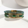 Charm Crystal Stone Beaded Leather Bracelet for Women Retro Metal Tube Handmade Braided Multilayer Wrap Bracelets Jewelry - Image 3