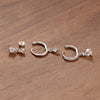 Three-Piece Rhombus Pendant Hoop Earring Set in Gold-Tone or Silver-Tone - Image 13