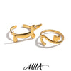 Miia Minimalist Geometric Lines Small Cat Dog Open Ring for Women Stainless Steel Zirconia Inlaid Funny Cute Jewelry - Image 1