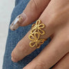 Stainless Steel Daisy Flower Rings for Women Men Vintage Irregular Flower Geometric Hollow Open Rings Charm Jewelry Gift - Image 1