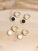 Stainless Steel Roman Numerals Black and White Shell Hoops Earrings Drop Studs Engagement Wedding Earrings for Women - Image 1
