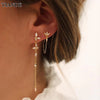 Zircon Tassel Chain Dangle Earrings for Women Gold Color Pierced Ear Stud Earrings Jewelry Accessories - Image 1