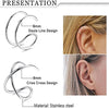 4 Pcs Stainless Steel Ear Cuff Criss Cross Double Lines Ear Cuffs Non Piercing Minimalist fake Helix Earcuff Cartilage Earring - Image 2
