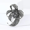 Rhinestone Flower Brooch Pin with Pearl and Leaf Designs - Image 4
