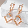 Rose Gold Silver Color Mix Drop Earrings for Women Shiny Zircon Accessories Daily Jewelry - Image 3