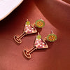 Vintage Lime Wine Glass Earrings for Women Temperament Light Inlaid Rhinestone Pearl Earring Sense Jewelry - Image 1