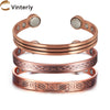 Copper Bracelets Adjustable Vintage Knot Magnetic Bangles 8mm Wide Arthritis High Magnet Jewelry Resizable - Image 1