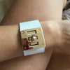 Gold Wrap Leather Bracelets Wide Wrist Statement Jewelry Gifts - Image 3